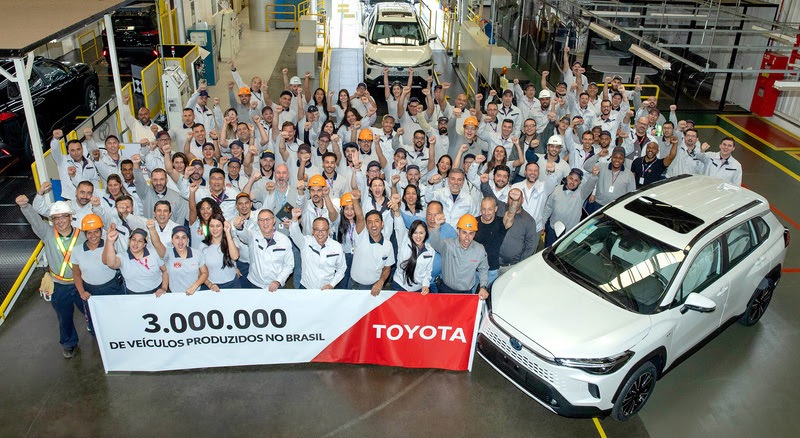Toyota comemora 3 milhões de veículos produzidos no Brasil e anuncia investimentos